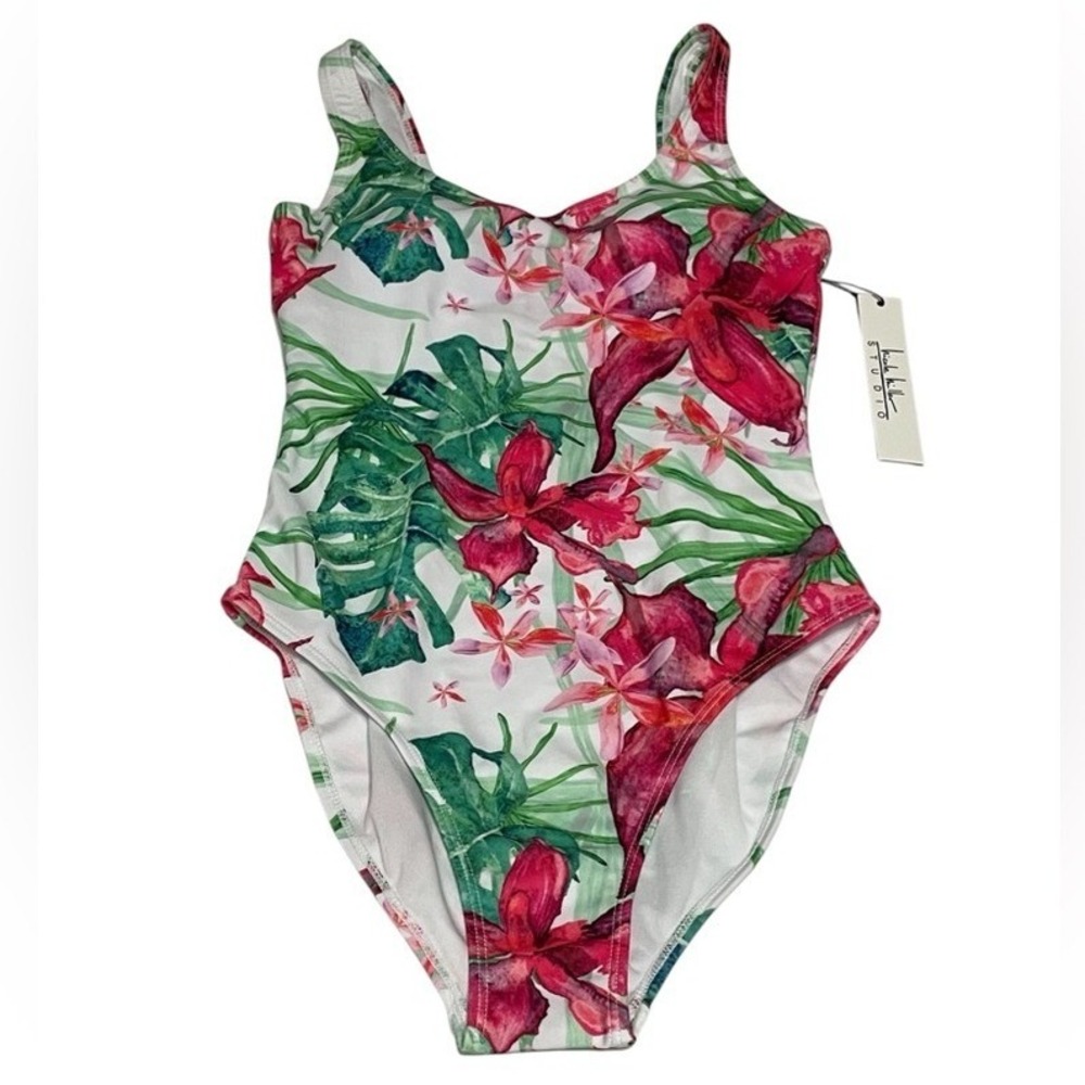 NWT Nicole Miller Studio Women One Piece Swimsuit Small Floral